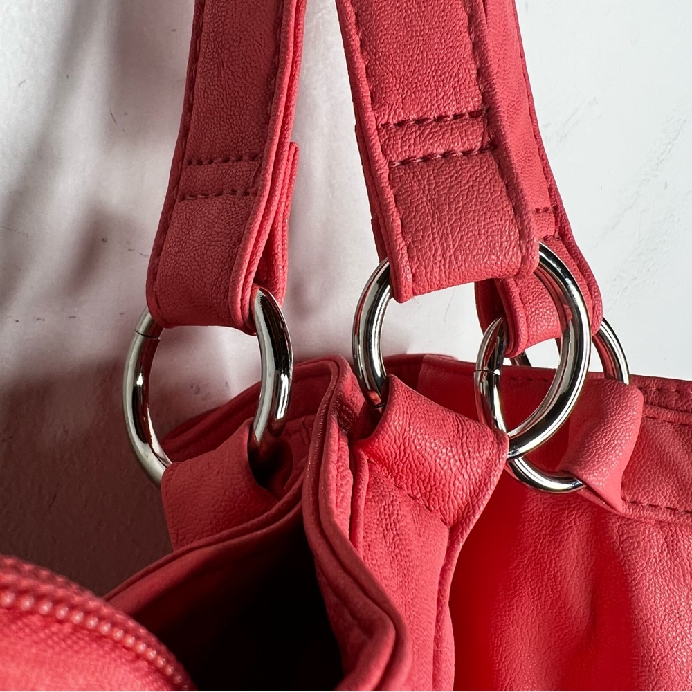Betseyville Coral Ruffle Faux Leather Satchel Bag - Picture 3 of 16